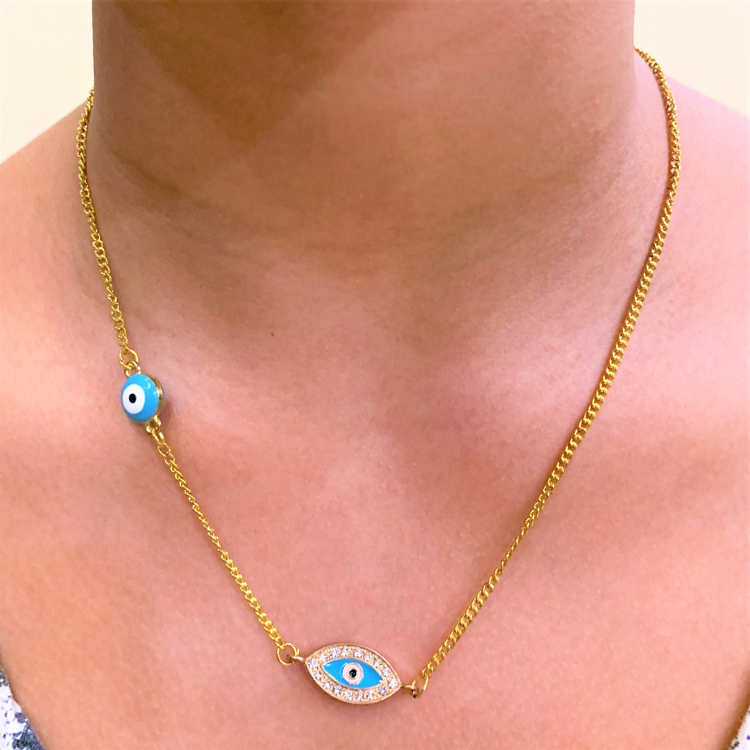 Gold Plated American Diamond Evil Eye Pendant