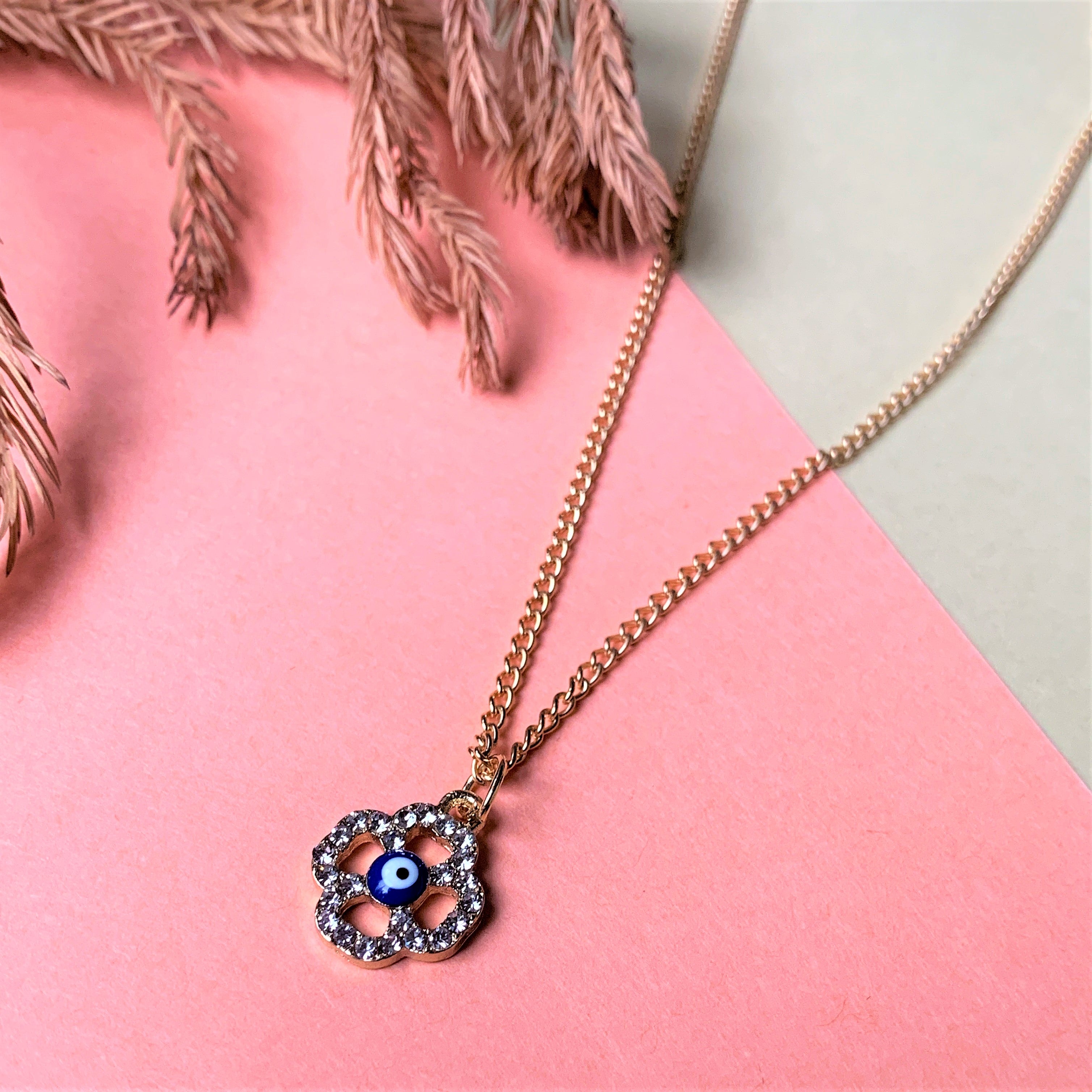 Gold Plated American Diamond Evil Eye Pendent