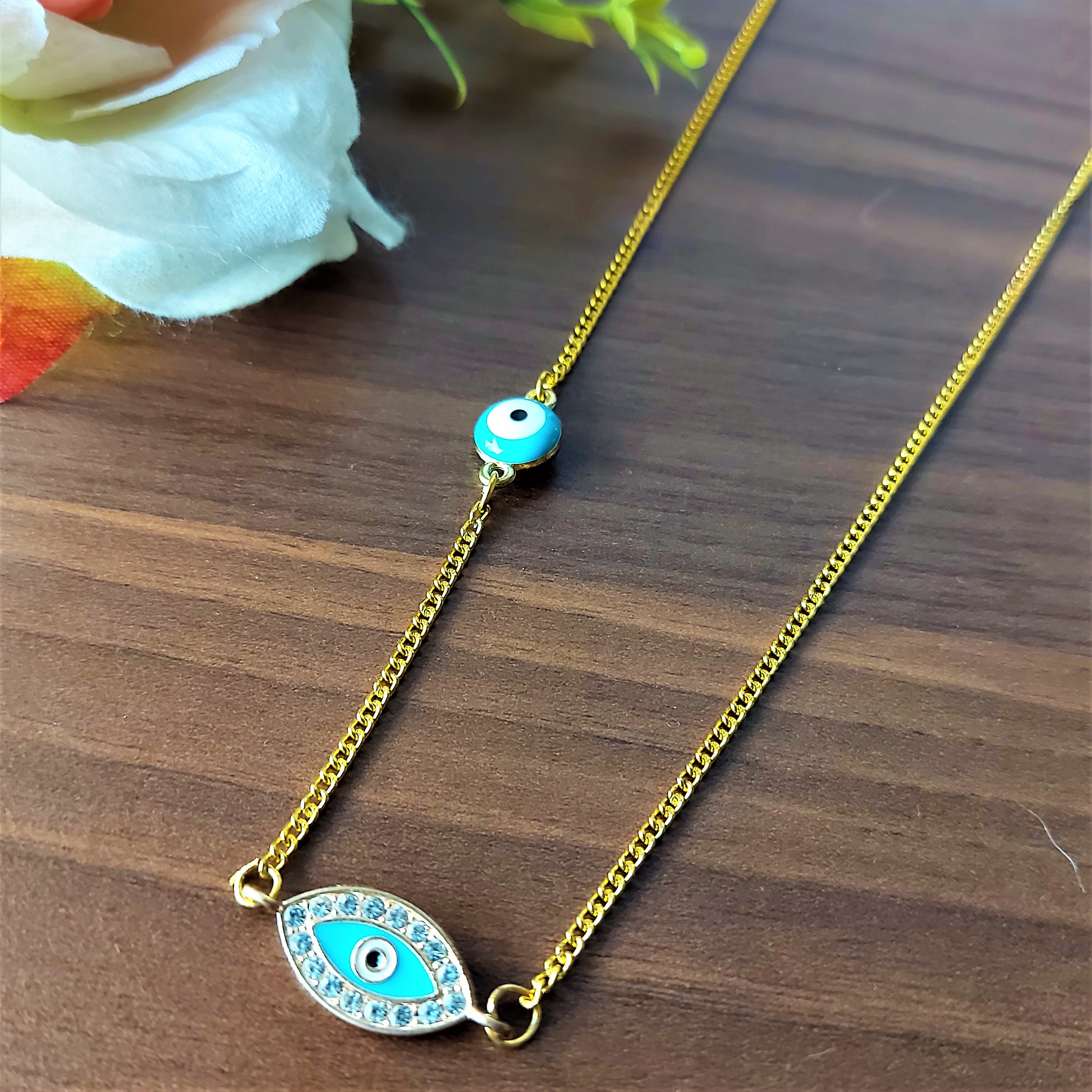 Gold Plated American Diamond Evil Eye Pendant